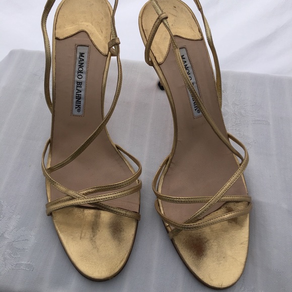 Manolo Blahnik Shoes - Manolo Blahnik Gold Strappy Sandal, 8.5 (39.5)